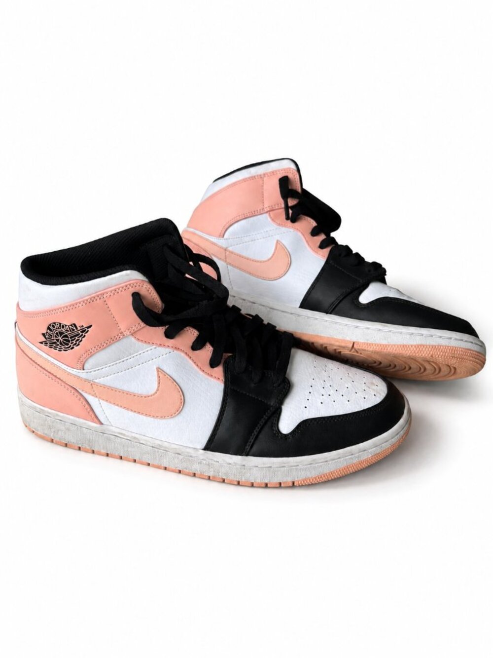 Nike Air Jordan 1 Mid Pink White Black High Top Sneakers | Men's US Size 12